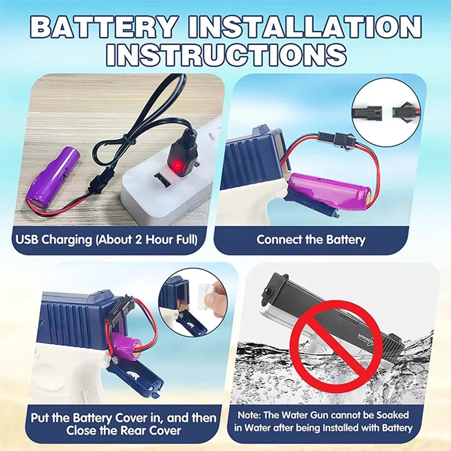 Pistola de agua eléctrica recargable de alta capacidad