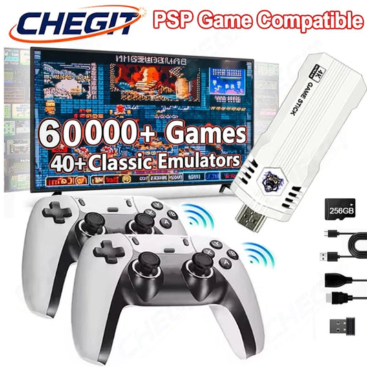 Consola de videojuegos X2 PRO, 256 GB, 60 000 juegos, 4K HD, doble mando inalámbrico de 2,4 G, más de 40 simuladores para N64, PSP, PS1 y GBA