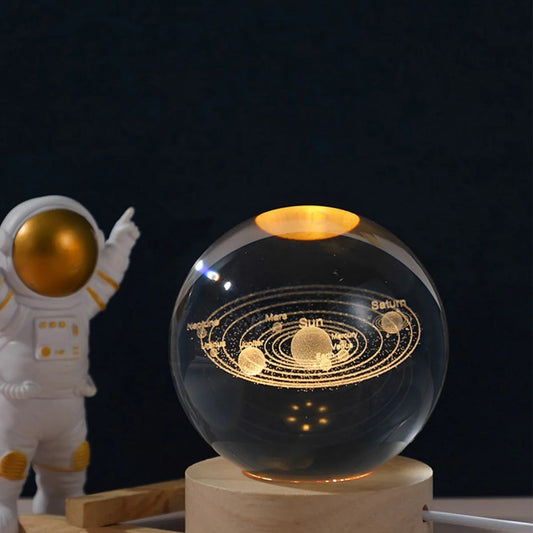 Led Night Light Glow 3D Crystal Ball Night Lights, Glowing Planet, Galaxy, Moon Table Lamp, USB Atmosphere Lamp Teen Birthday Gift Night Light That Lights up in the Dark